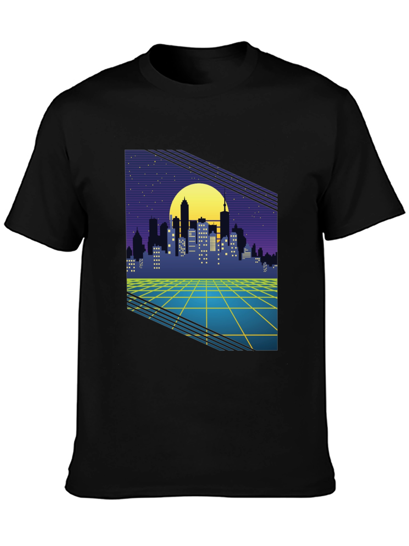 Retro Cityscape Graphic Tee - Synthwave Style