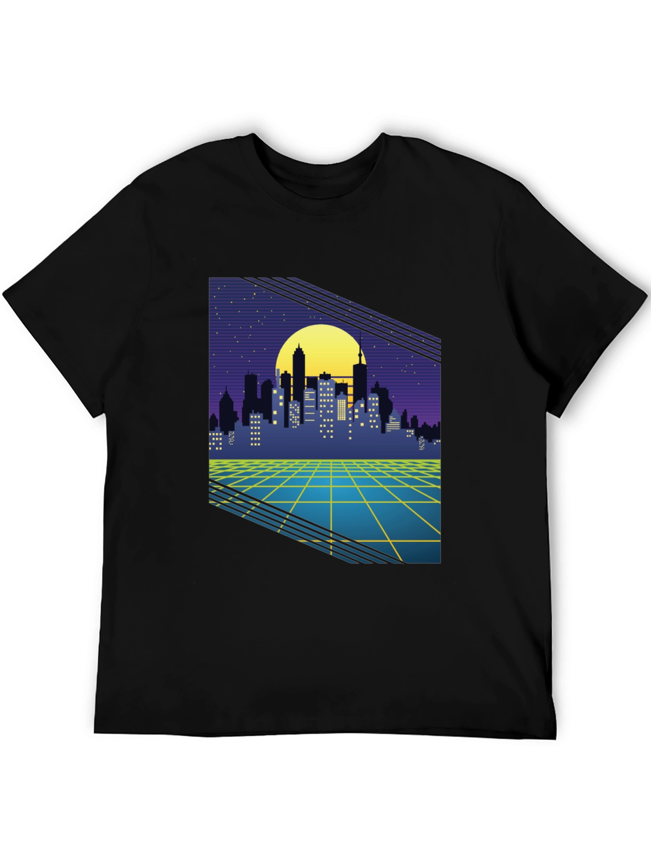 Retro Cityscape Graphic Tee - Synthwave Style