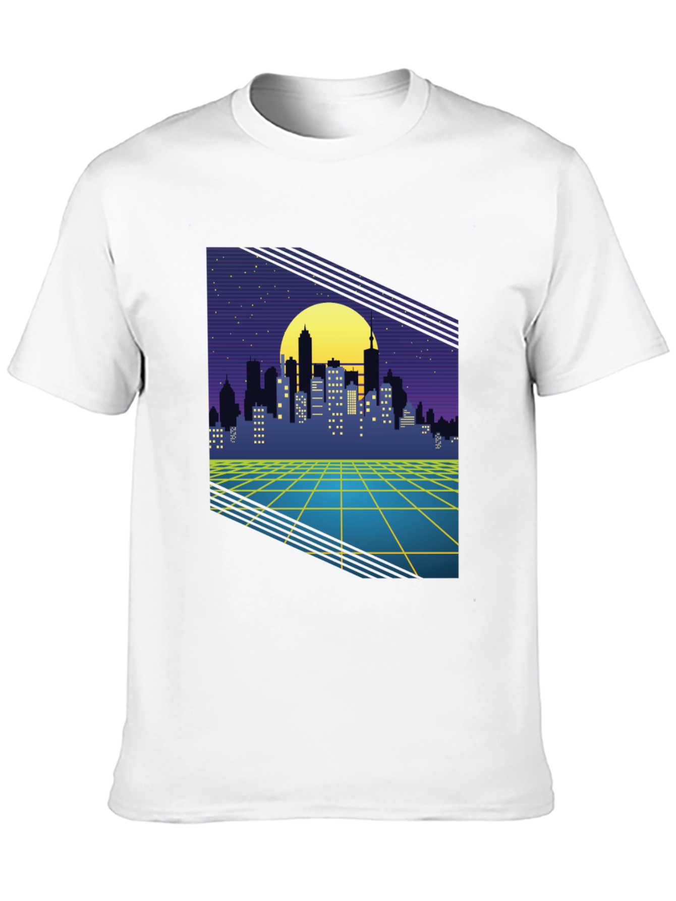 Retro Cityscape Graphic Tee - Synthwave Style