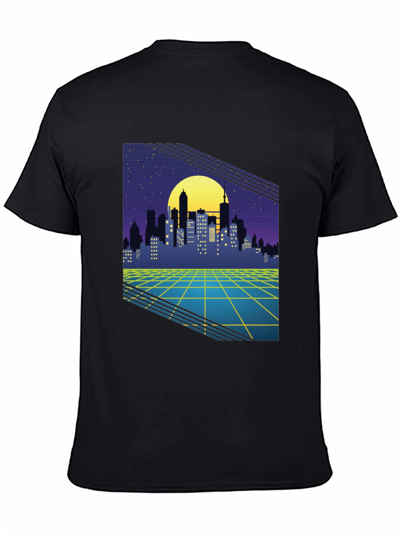 Retro Cityscape Graphic Tee - Synthwave Style