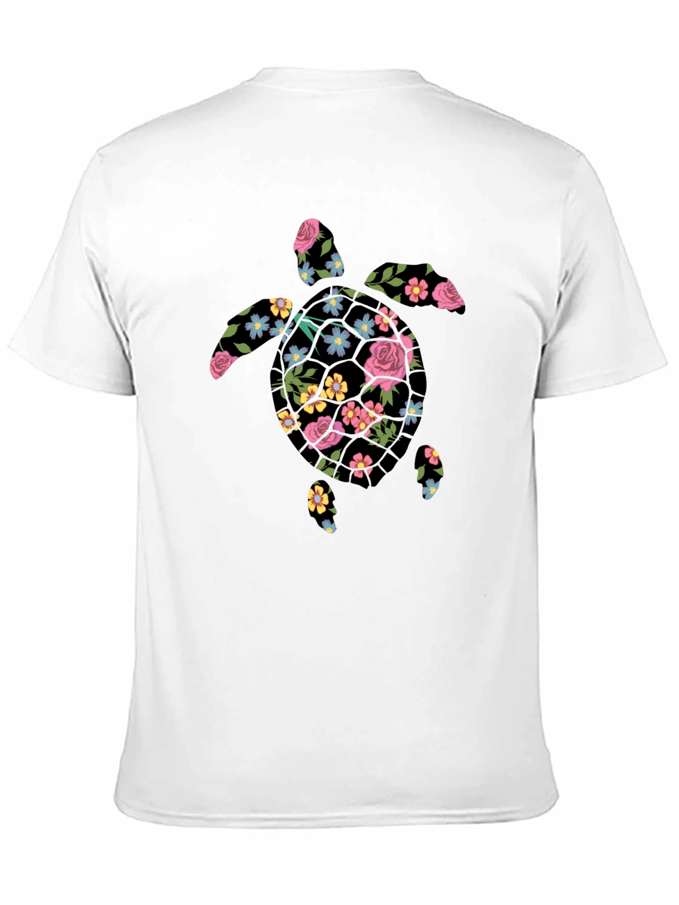 Floral Turtle Graphic Tee - Mens Black T-Shirt