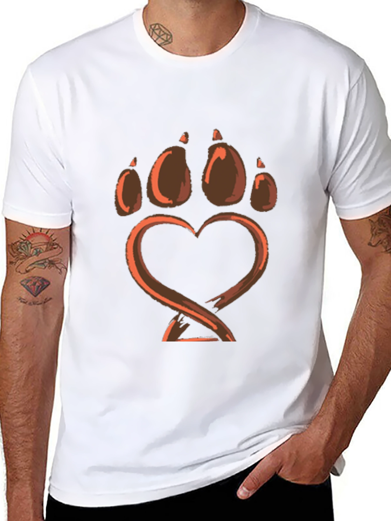 Heart Paw Print Graphic Tee - Black