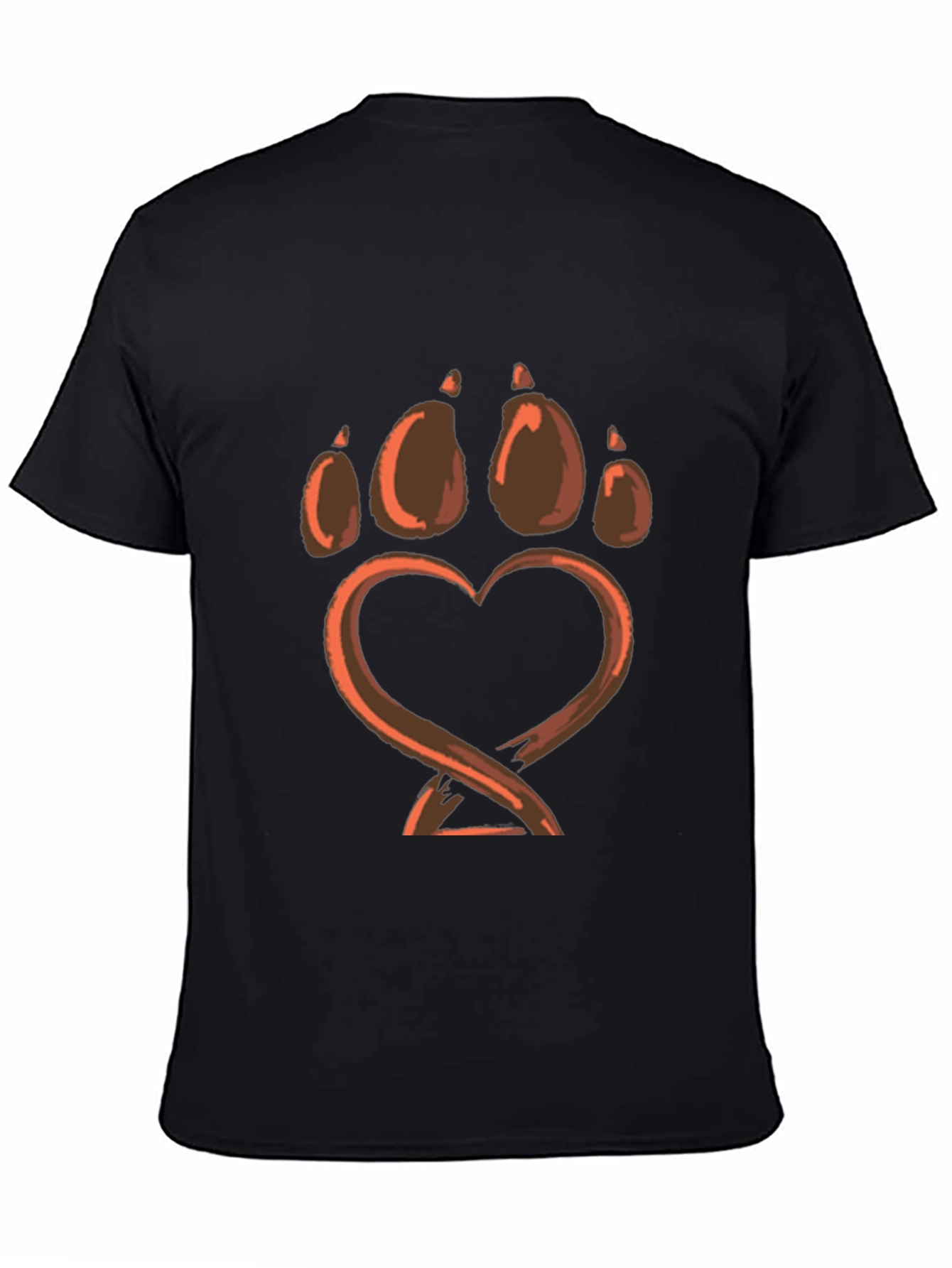 Heart Paw Print Graphic Tee - Black