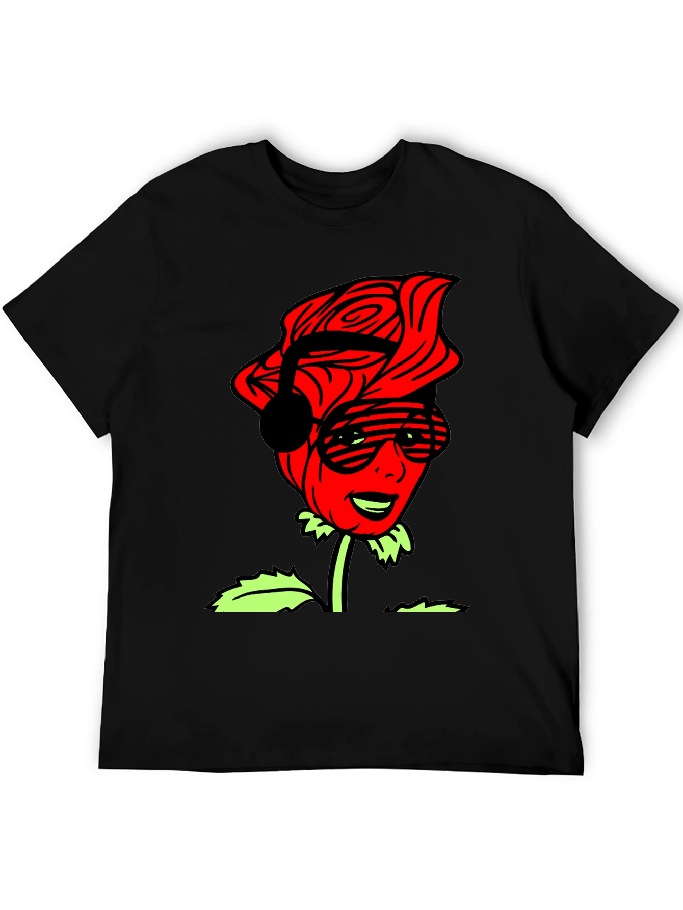 Cool Rose Graphic Tee - Black Casual T-Shirt