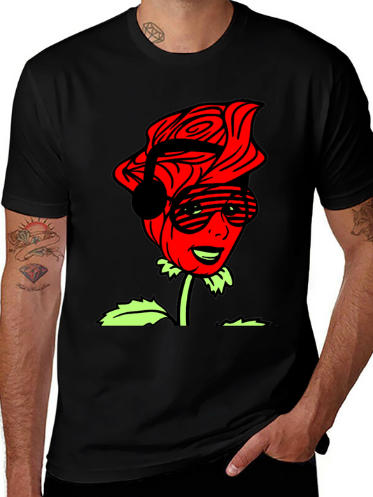 Cool Rose Graphic Tee - Black Casual T-Shirt