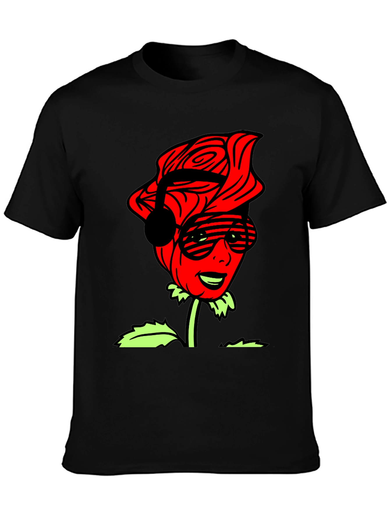 Cool Rose Graphic Tee - Black Casual T-Shirt