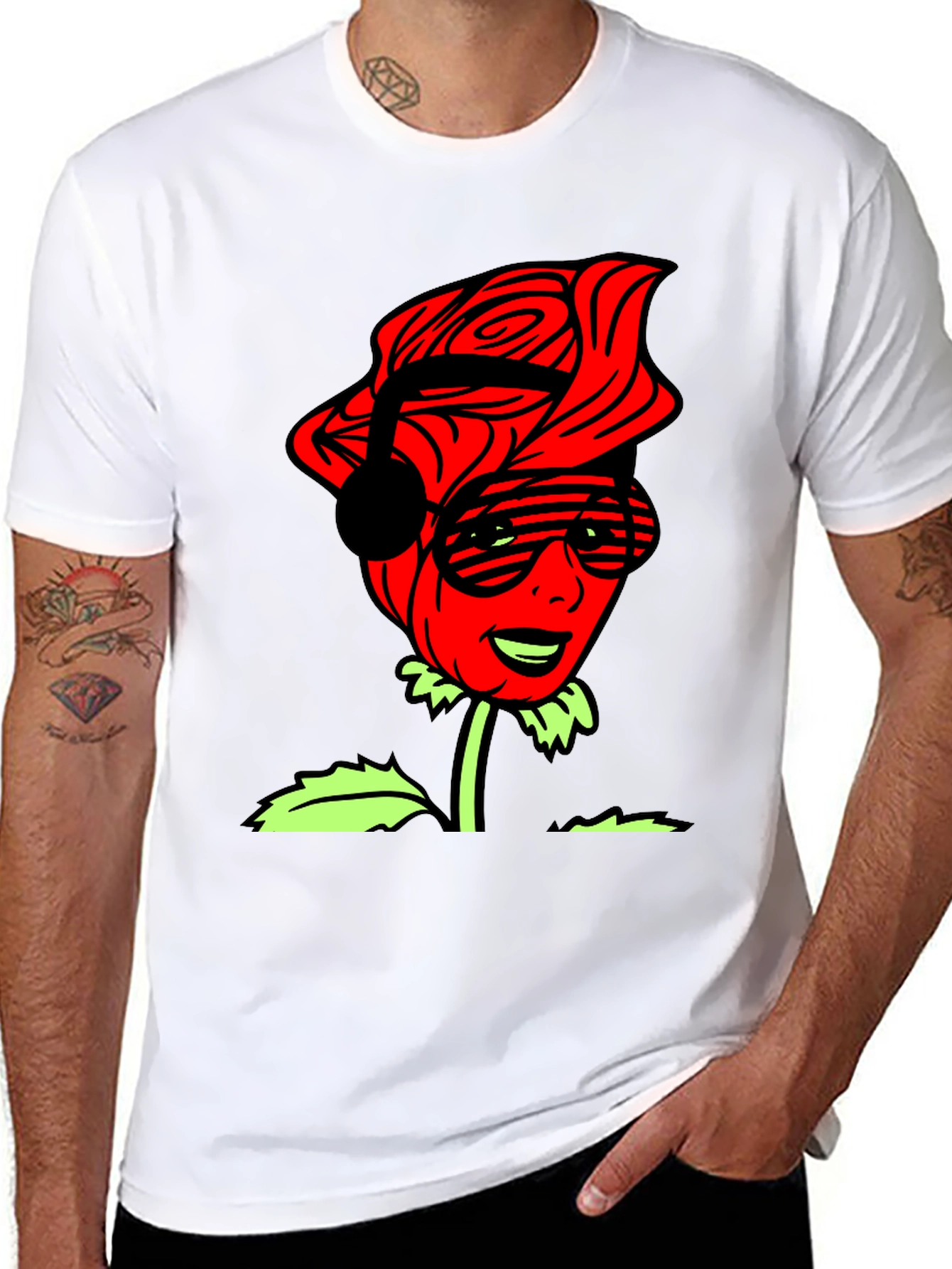 Cool Rose Graphic Tee - Black Casual T-Shirt