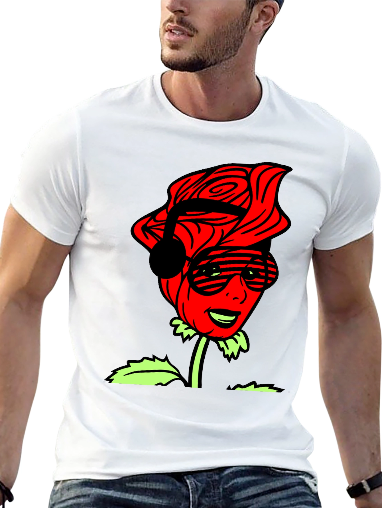 Cool Rose Graphic Tee - Black Casual T-Shirt