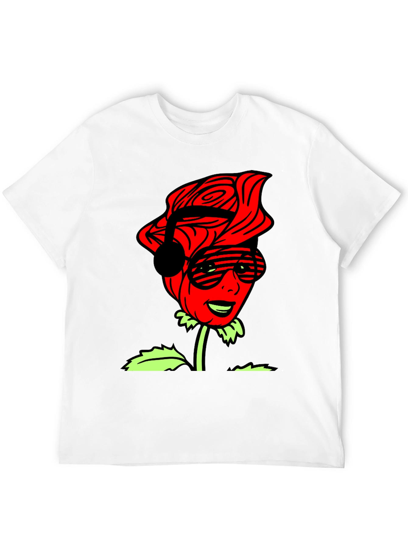 Cool Rose Graphic Tee - Black Casual T-Shirt