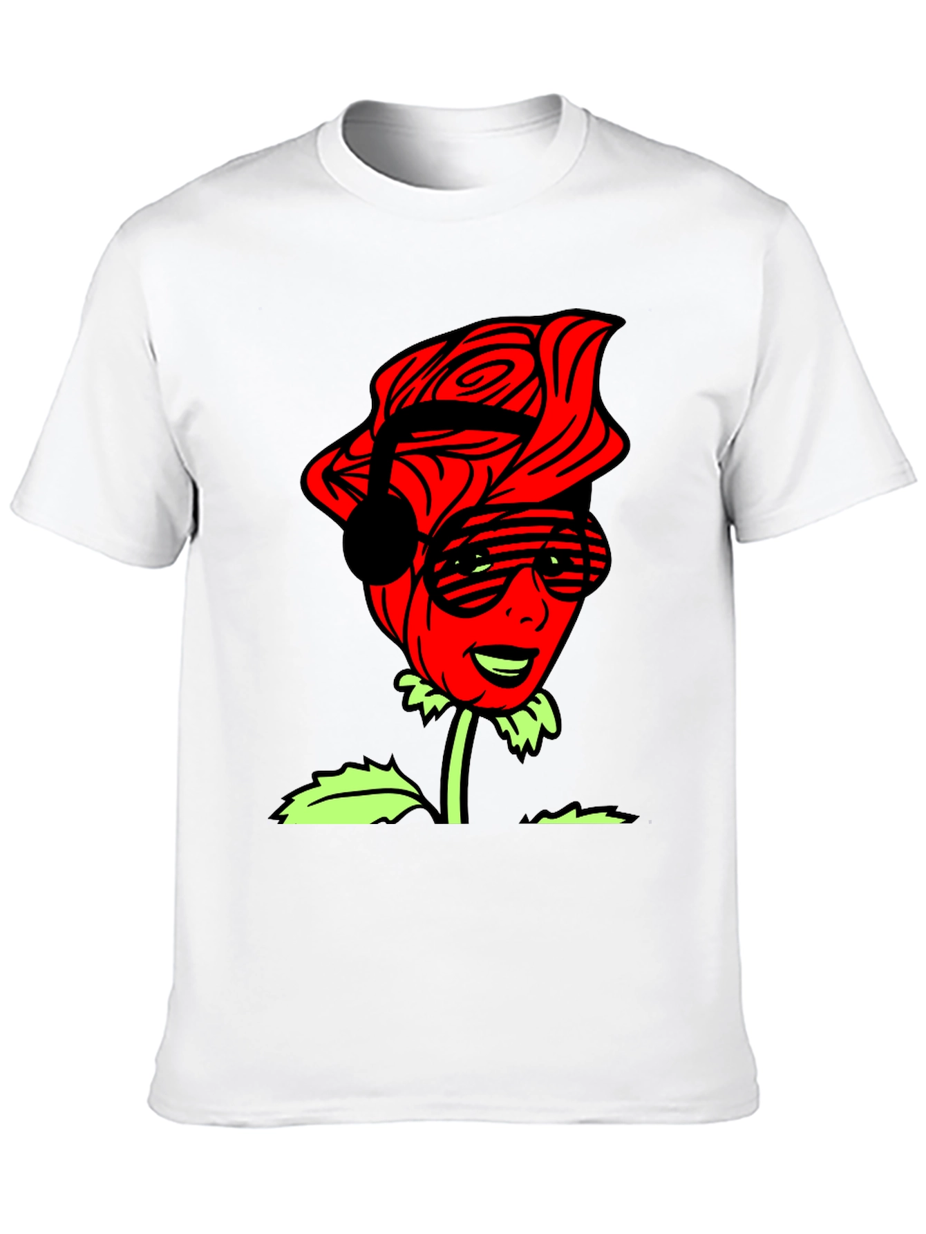Cool Rose Graphic Tee - Black Casual T-Shirt