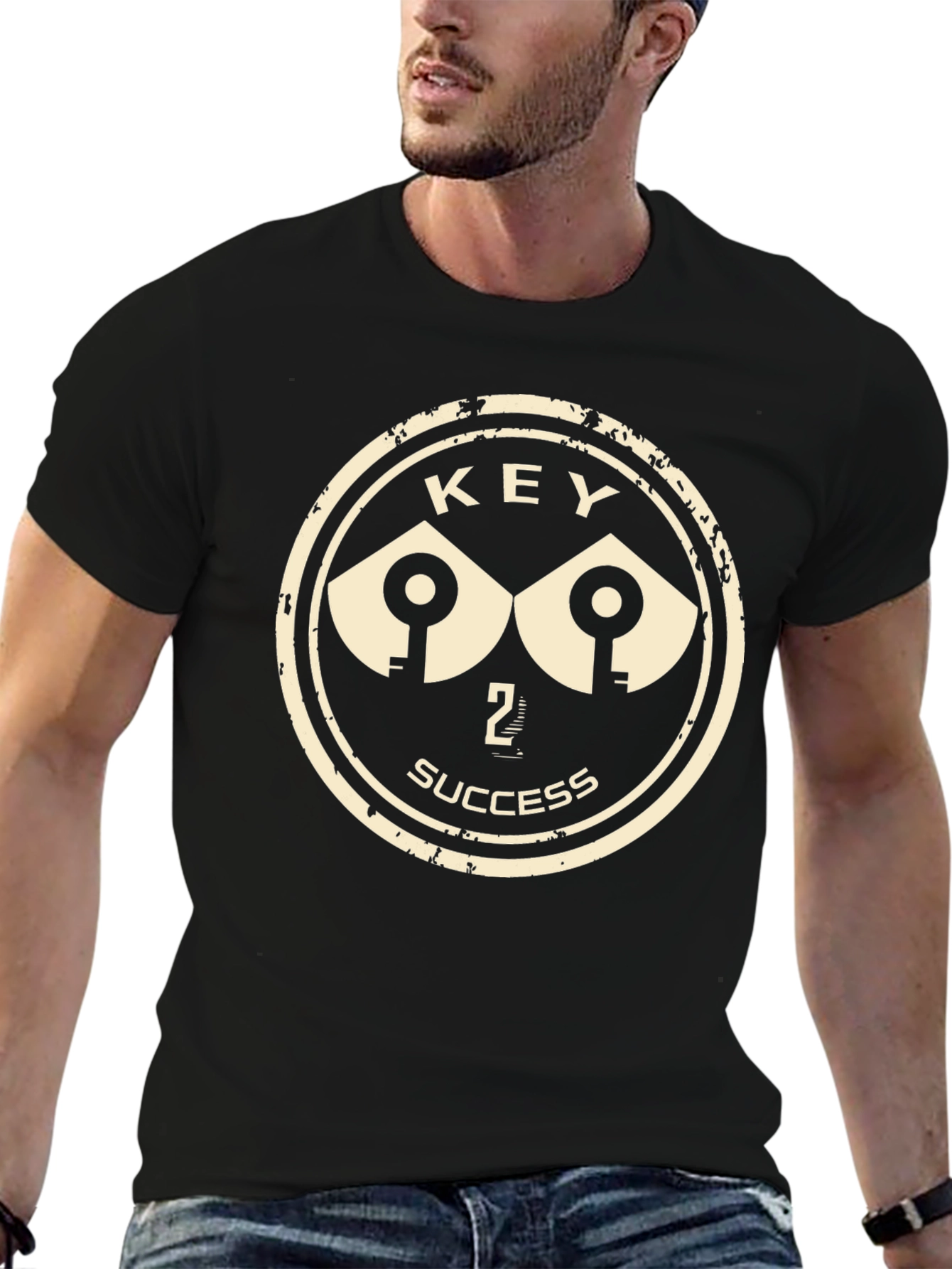 Key 2 Success Black Graphic Print T-Shirt