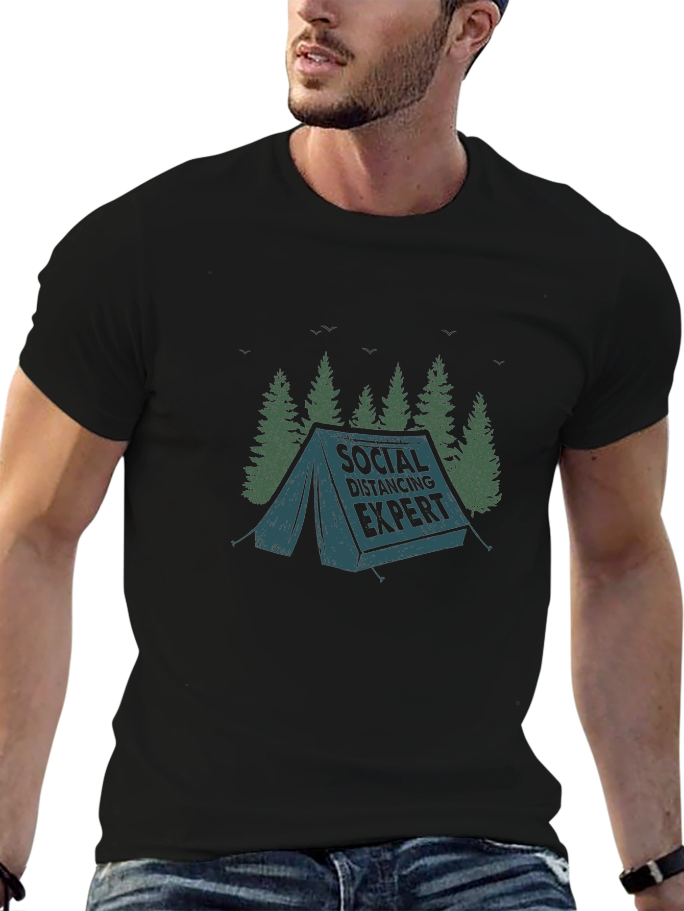 Social Distancing Expert T-Shirt - Camping Design