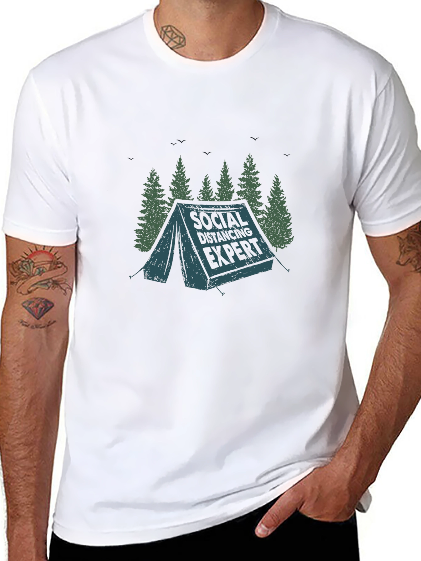 Social Distancing Expert T-Shirt - Camping Design