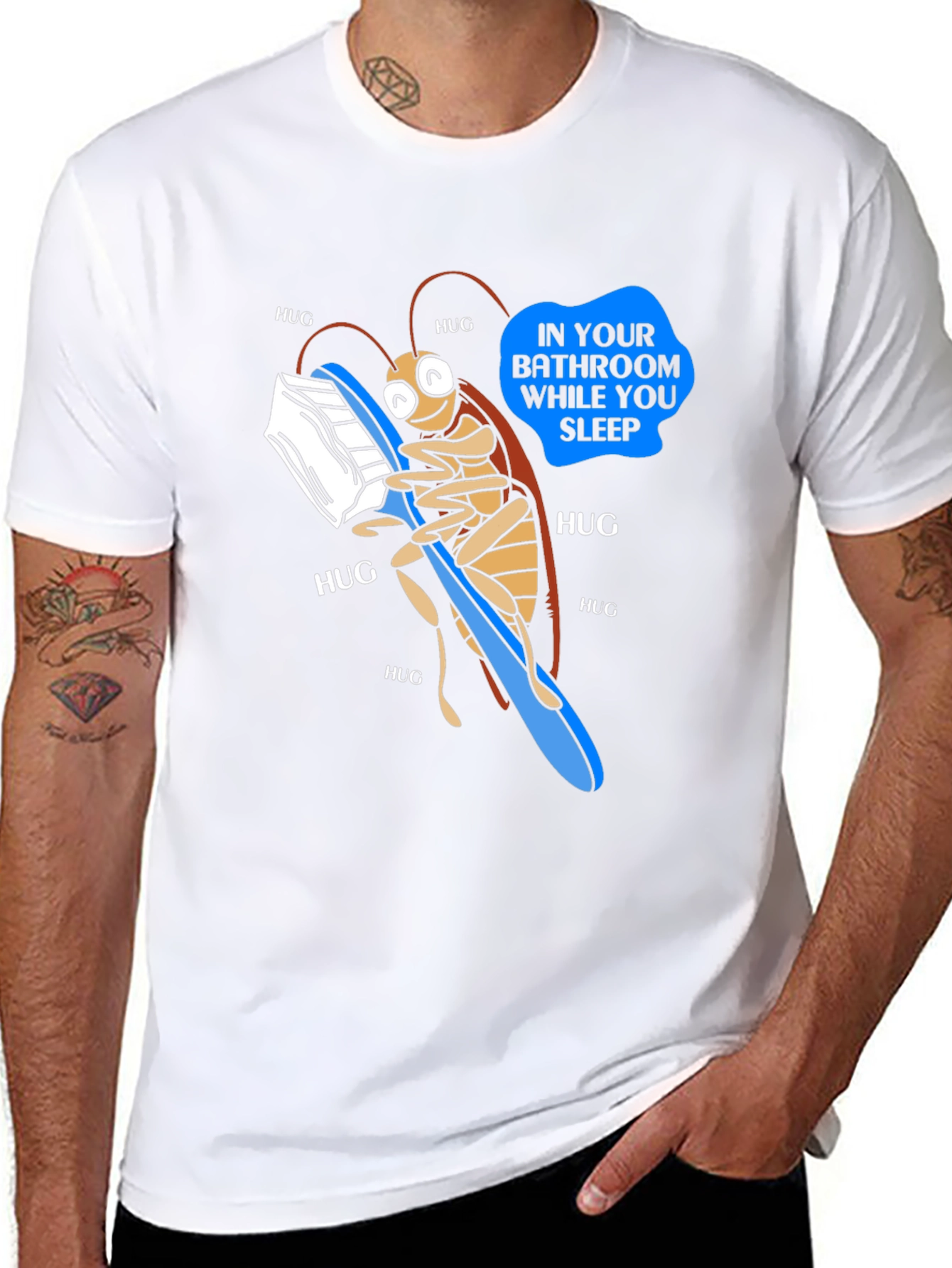 Funny Roach Hugging Toothbrush T-Shirt