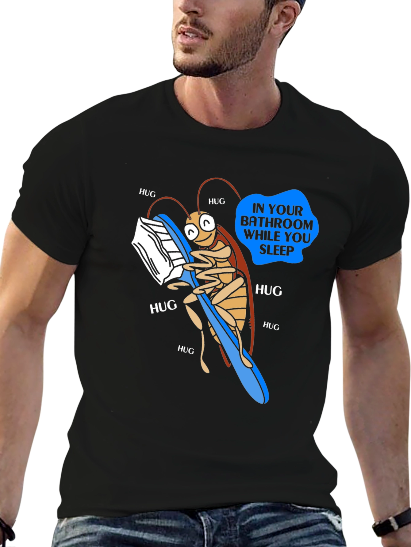 Funny Roach Hugging Toothbrush T-Shirt