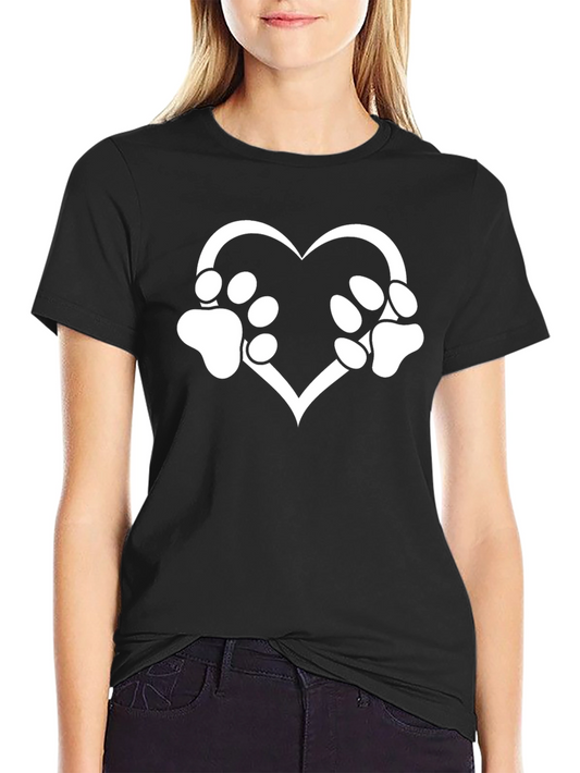 Paw Print Heart Graphic T-Shirt