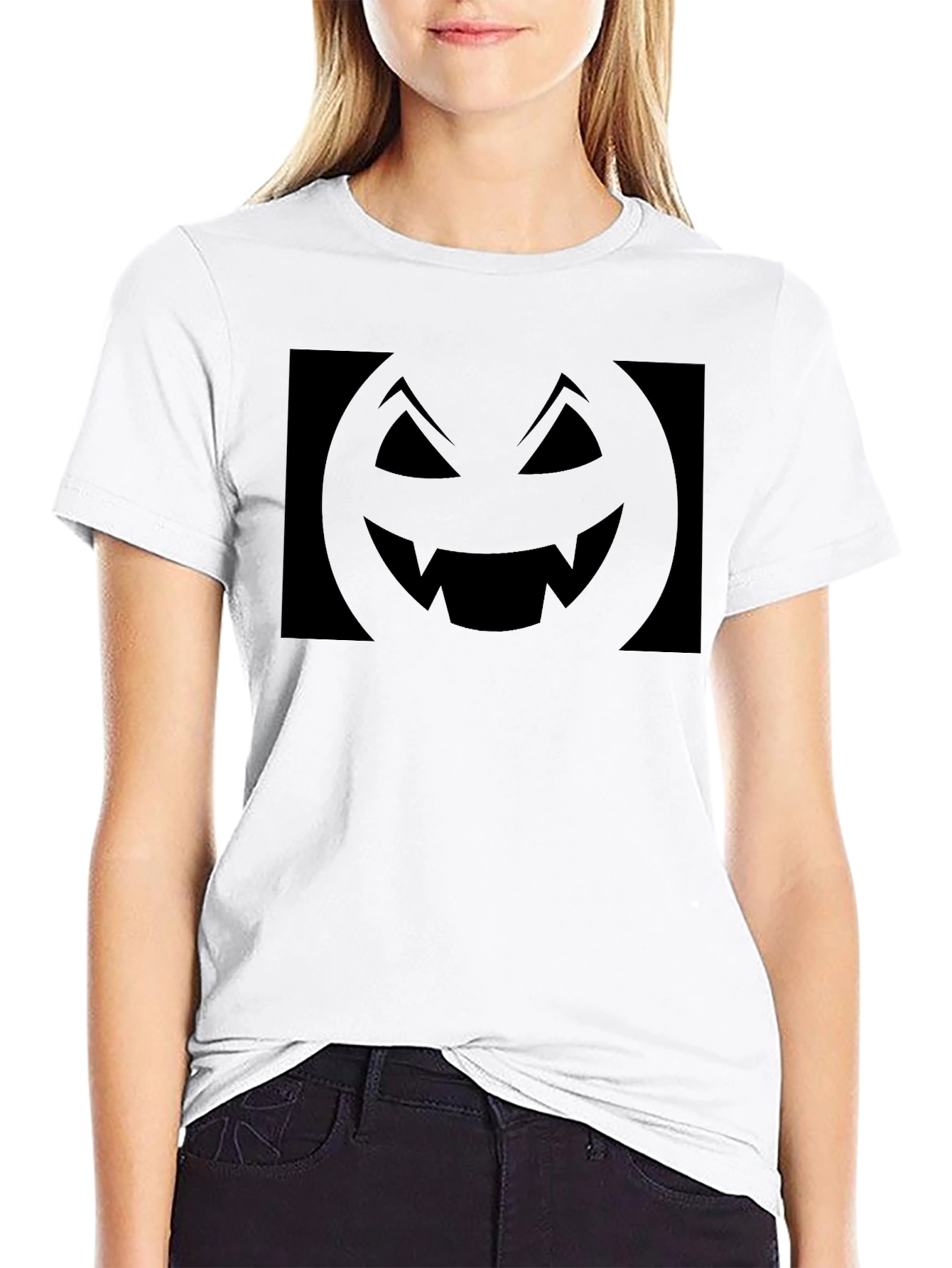 Spooky Black Pumpkin Face Graphic Tee