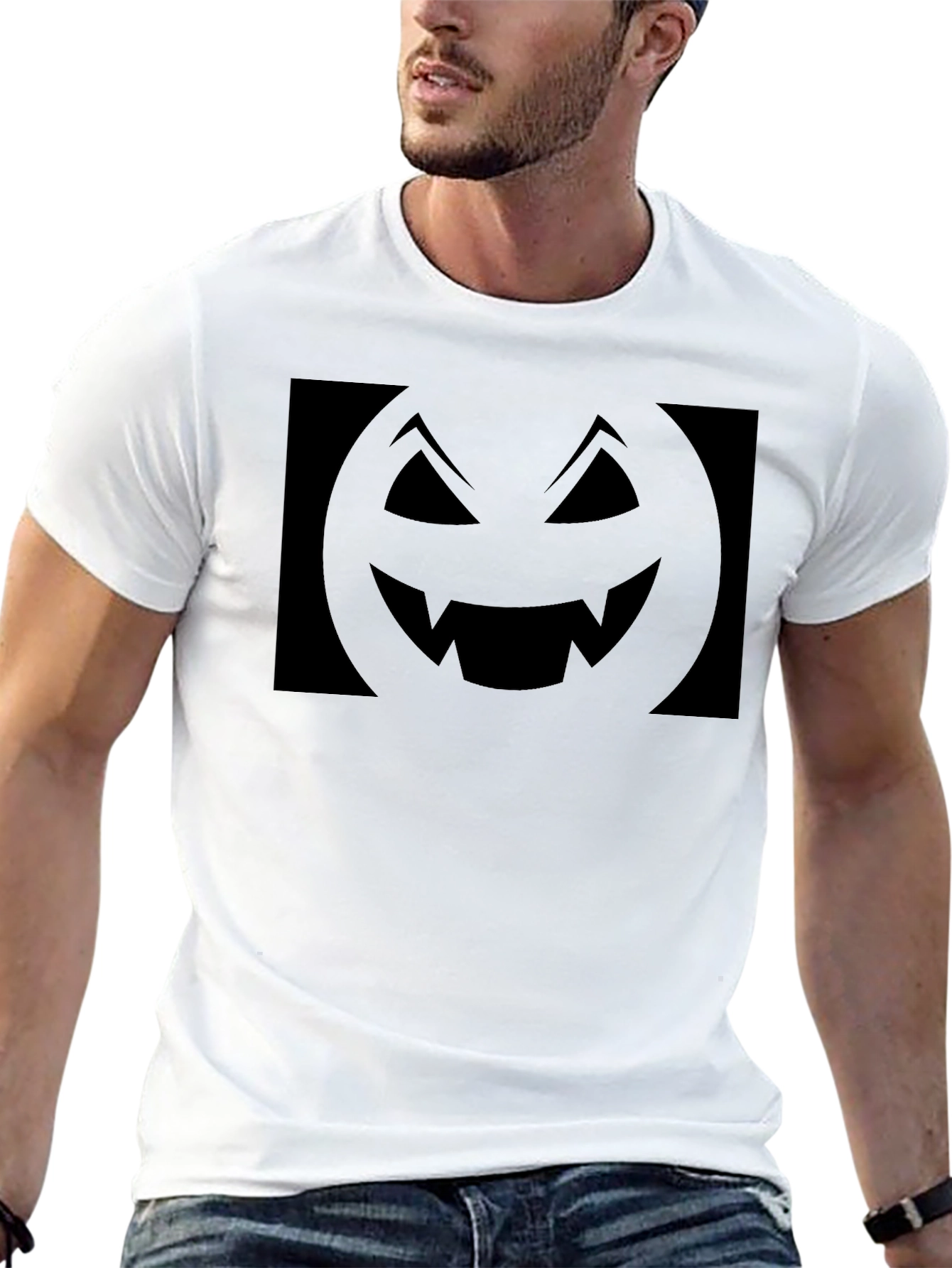 Spooky Black Pumpkin Face Graphic Tee