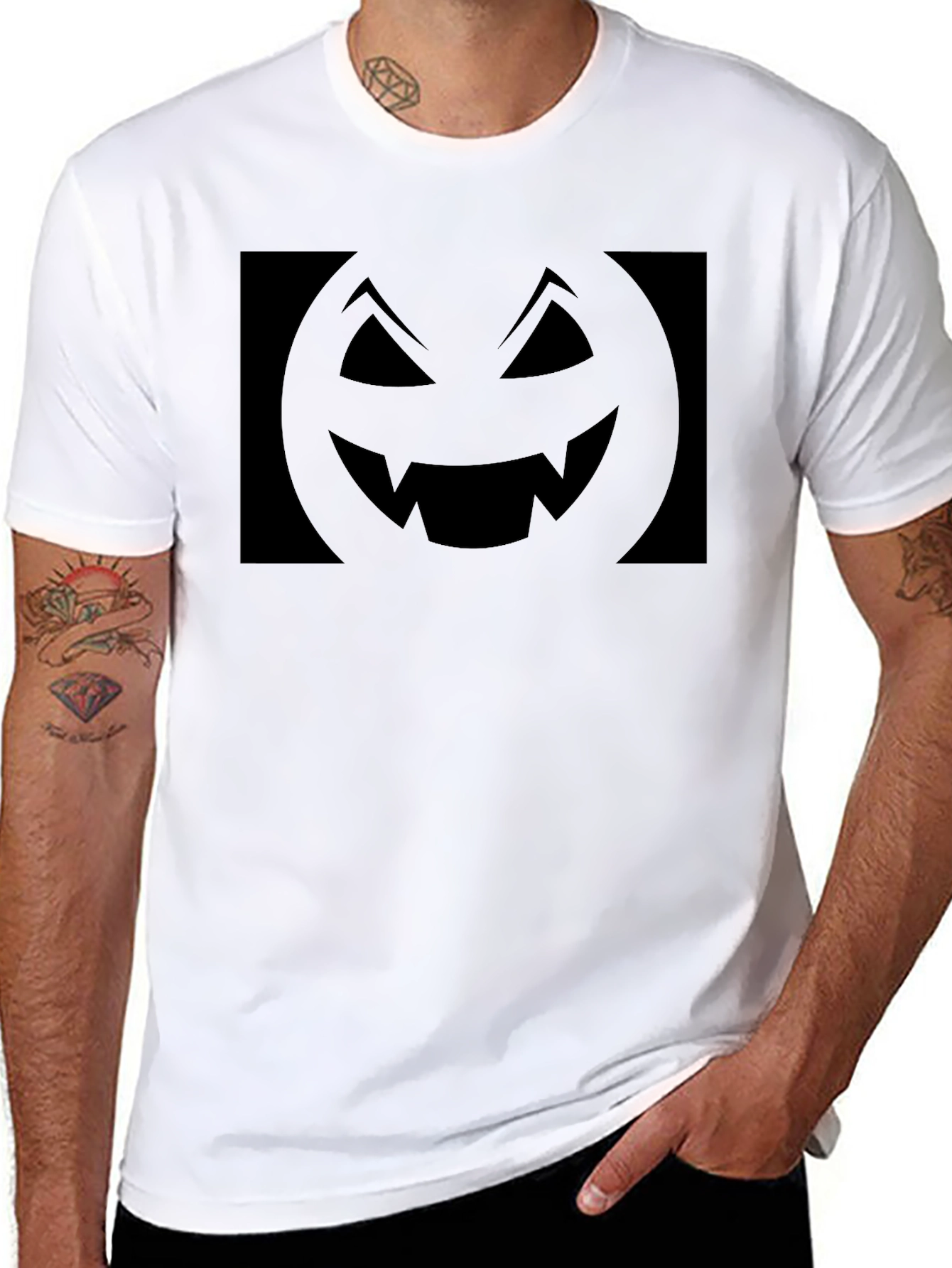 Spooky Black Pumpkin Face Graphic Tee