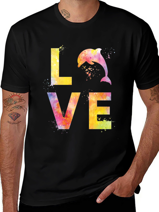 Watercolor Dolphin LOVE Graphic T-Shirt