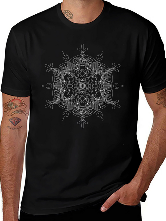 Mandala Print Black T-Shirt