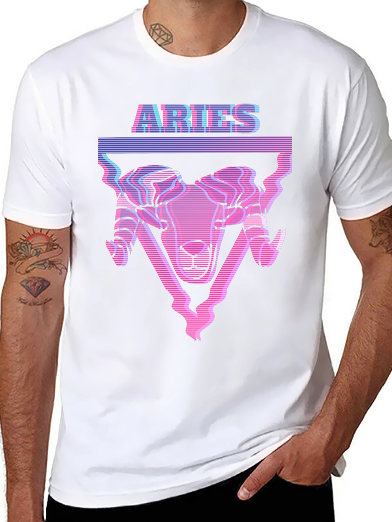 Aries Zodiac Graphic Tee - Black Cotton Blend T-Shirt
