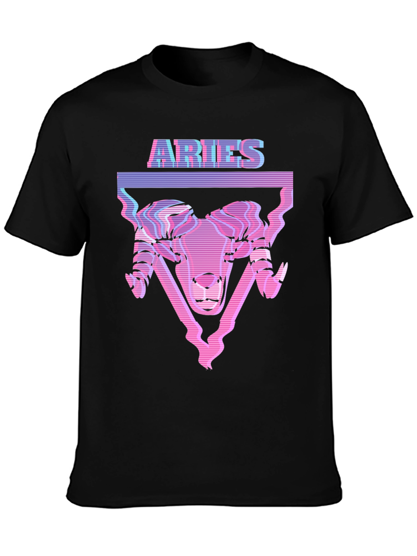Aries Zodiac Graphic Tee - Black Cotton Blend T-Shirt