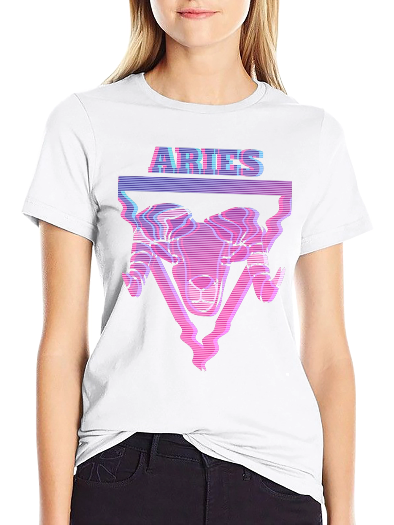 Aries Zodiac Graphic Tee - Black Cotton Blend T-Shirt