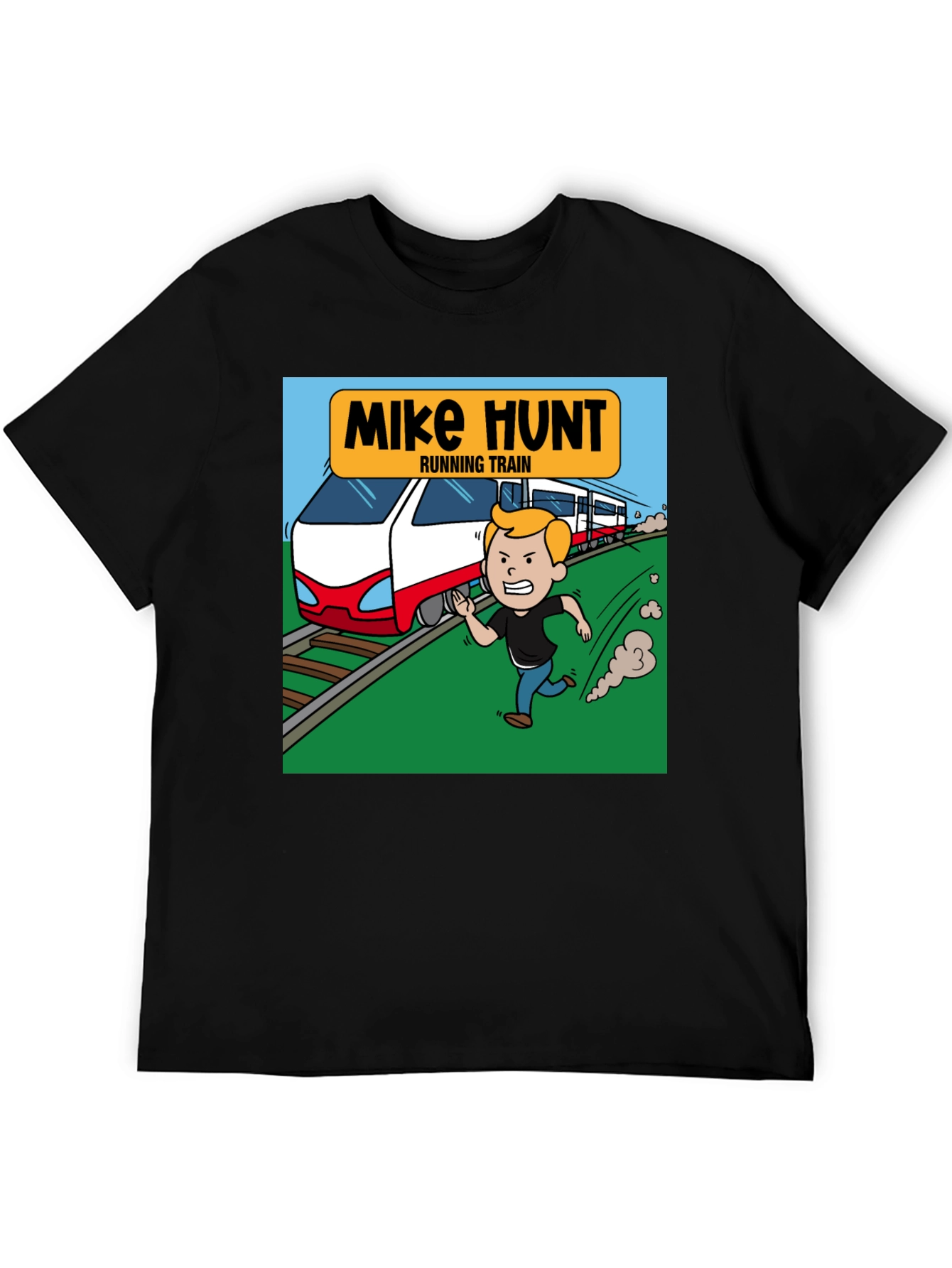 Mike Hunt Running Train Black T-Shirt