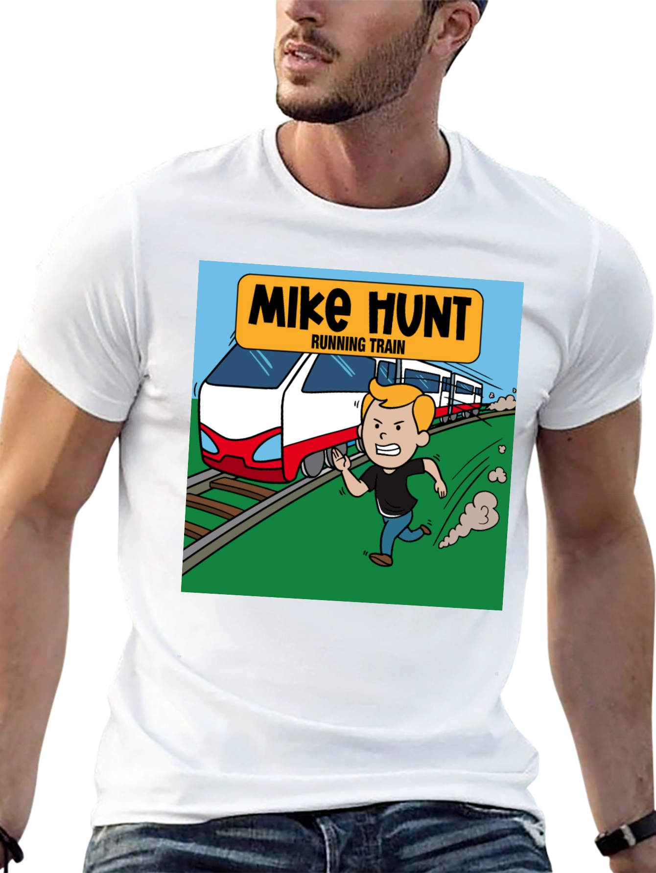 Mike Hunt Running Train Black T-Shirt