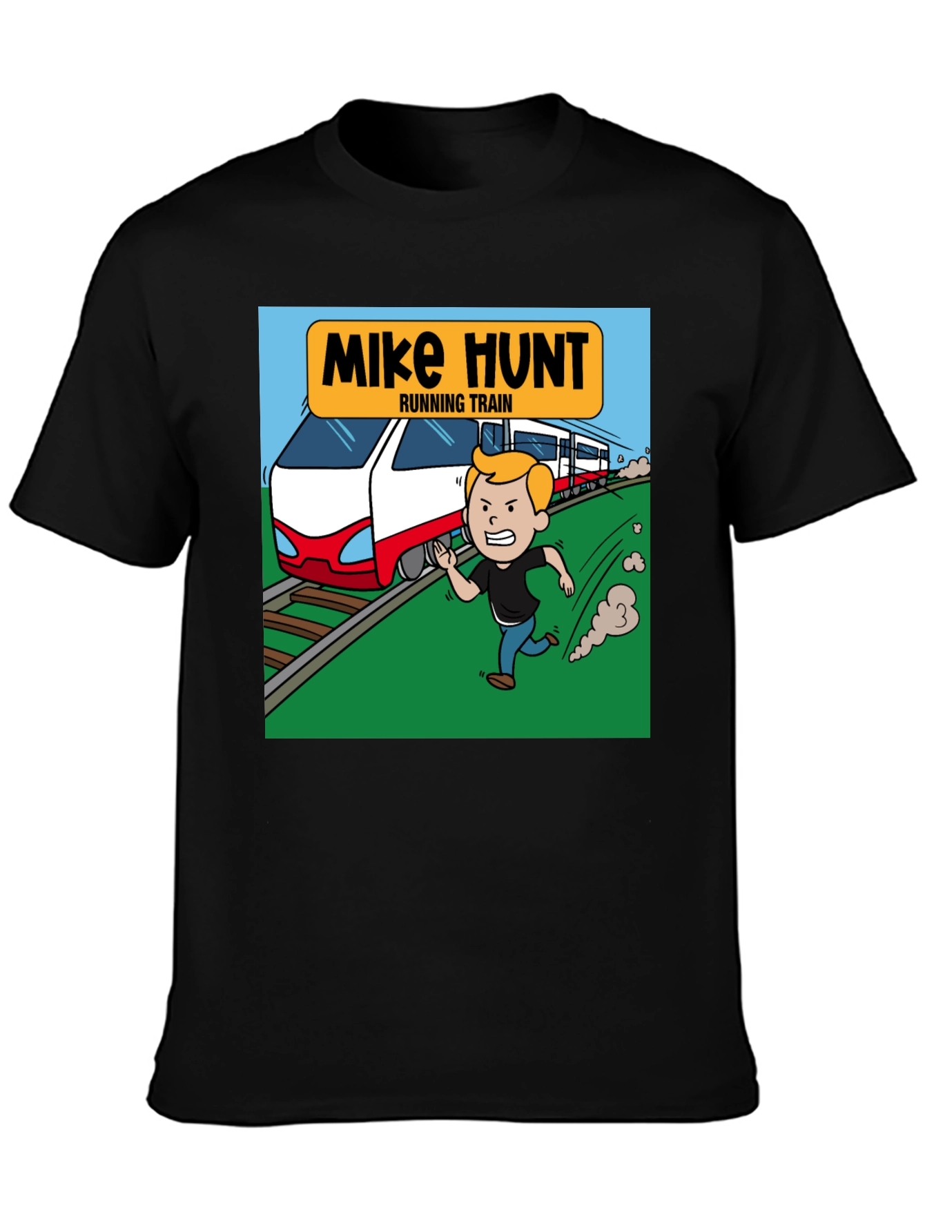 Mike Hunt Running Train Black T-Shirt