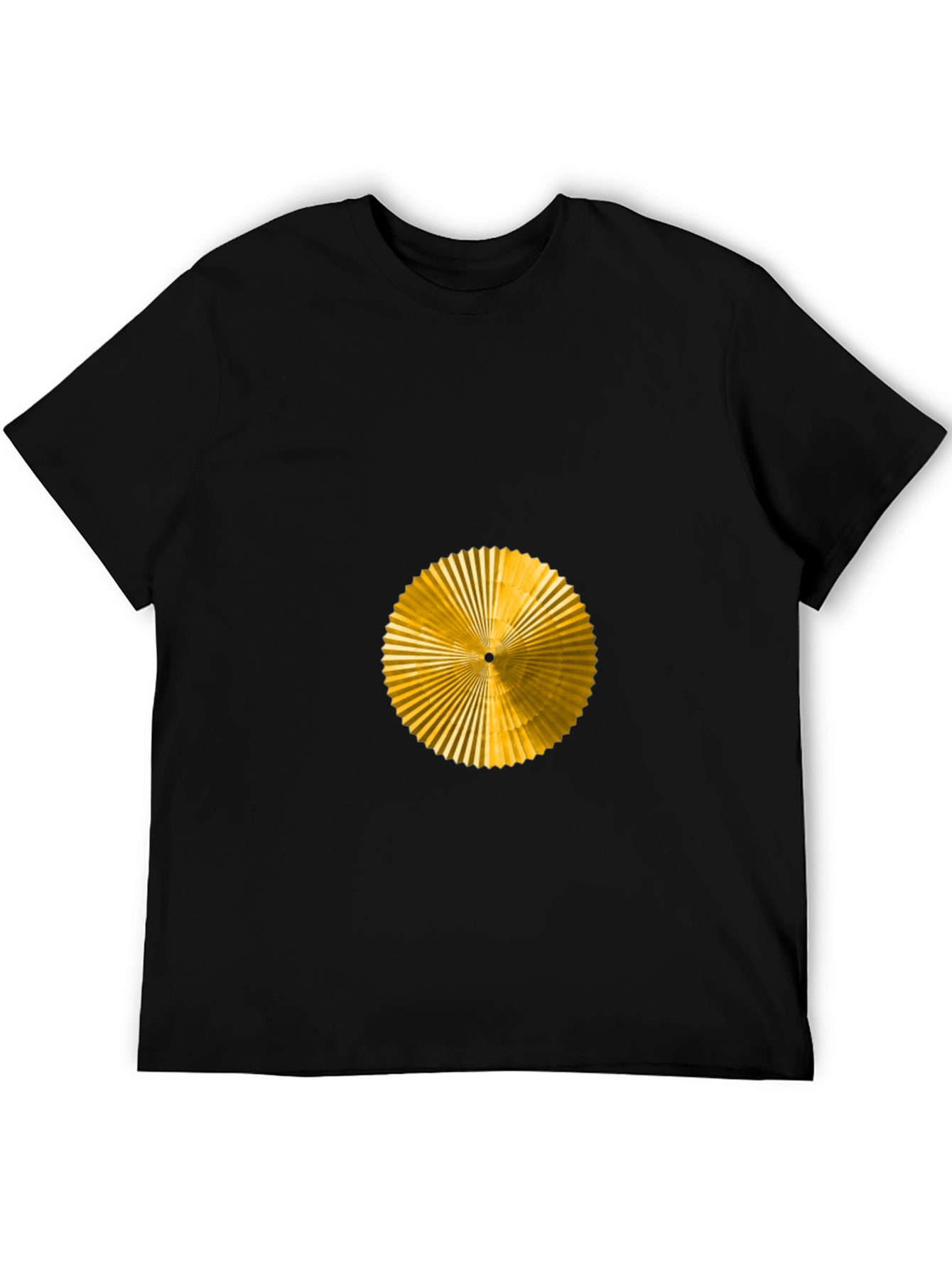 Geometric Gold Fan Graphic Black T-Shirt