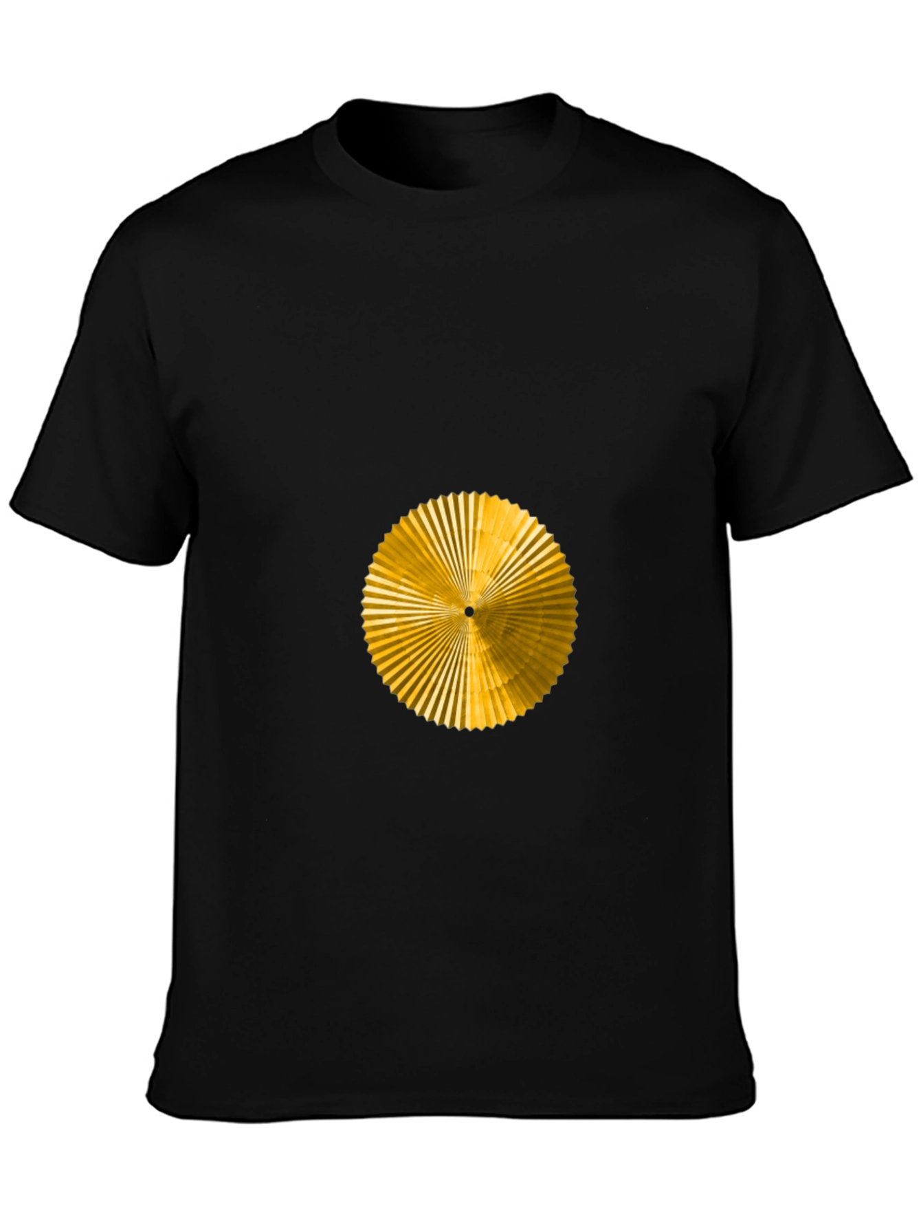 Geometric Gold Fan Graphic Black T-Shirt