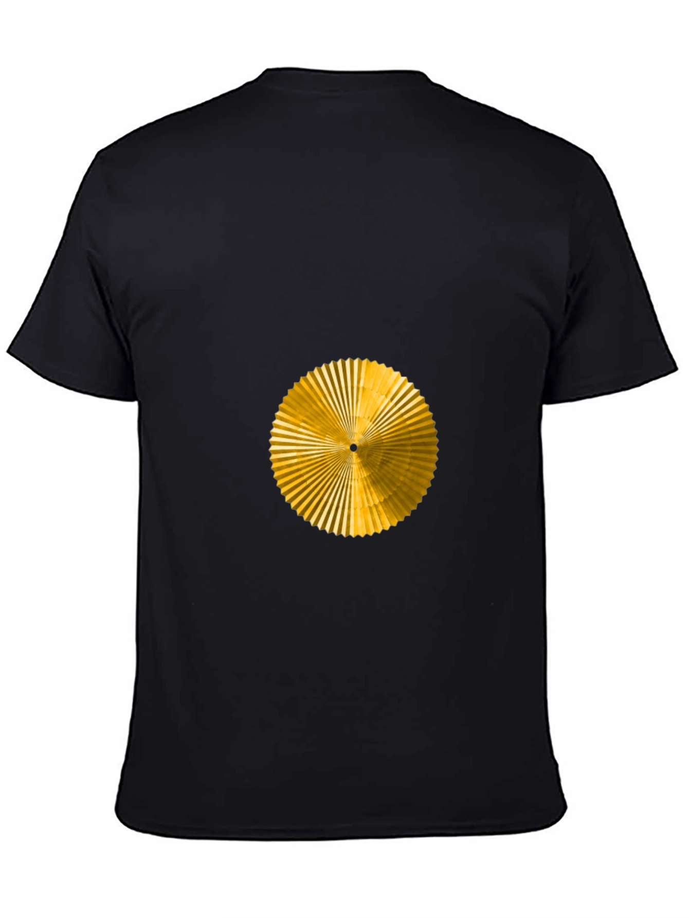 Geometric Gold Fan Graphic Black T-Shirt
