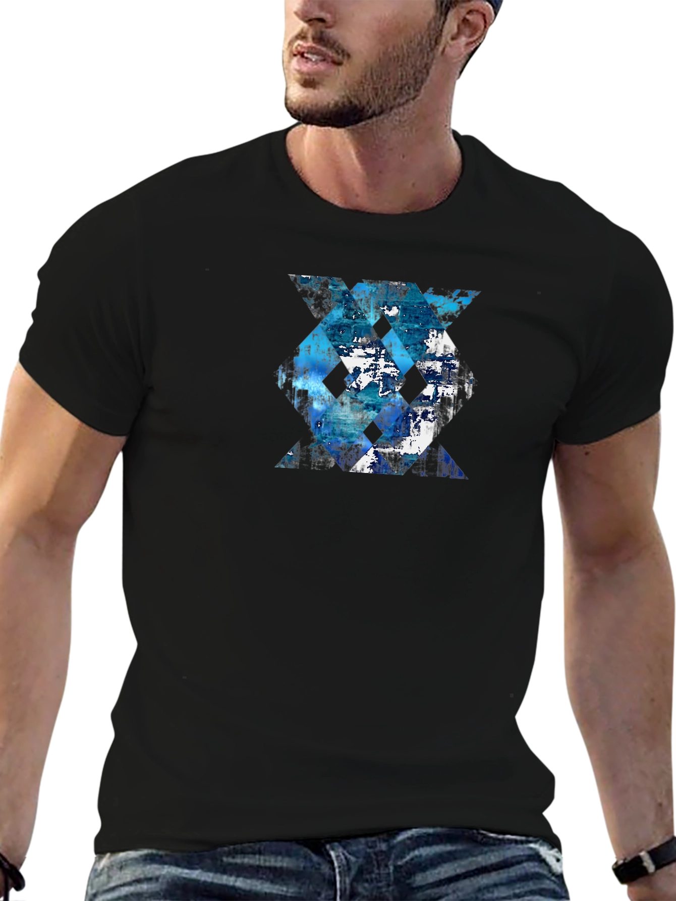 Abstract Geometric Tee - Blue Design
