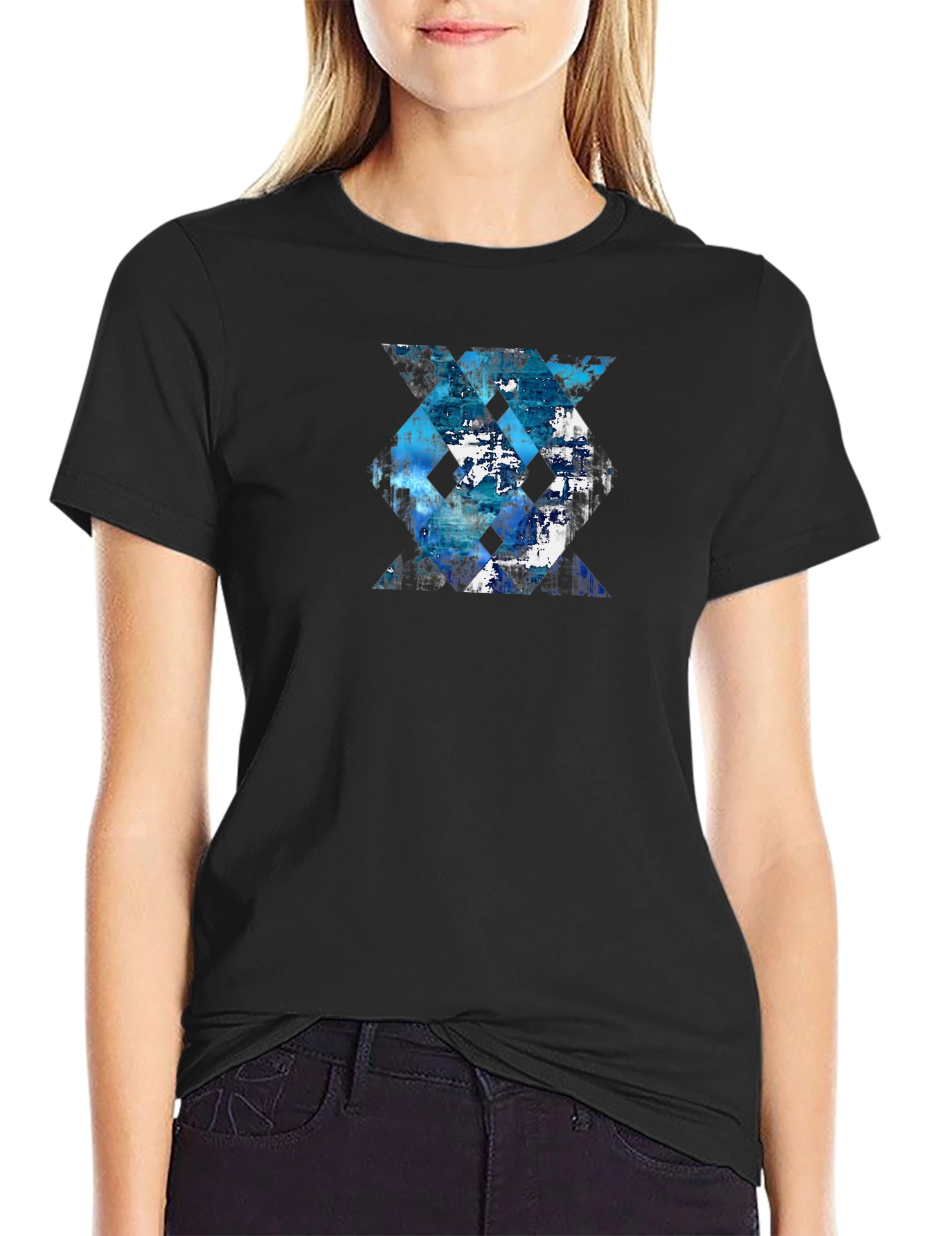 Abstract Geometric Tee - Blue Design