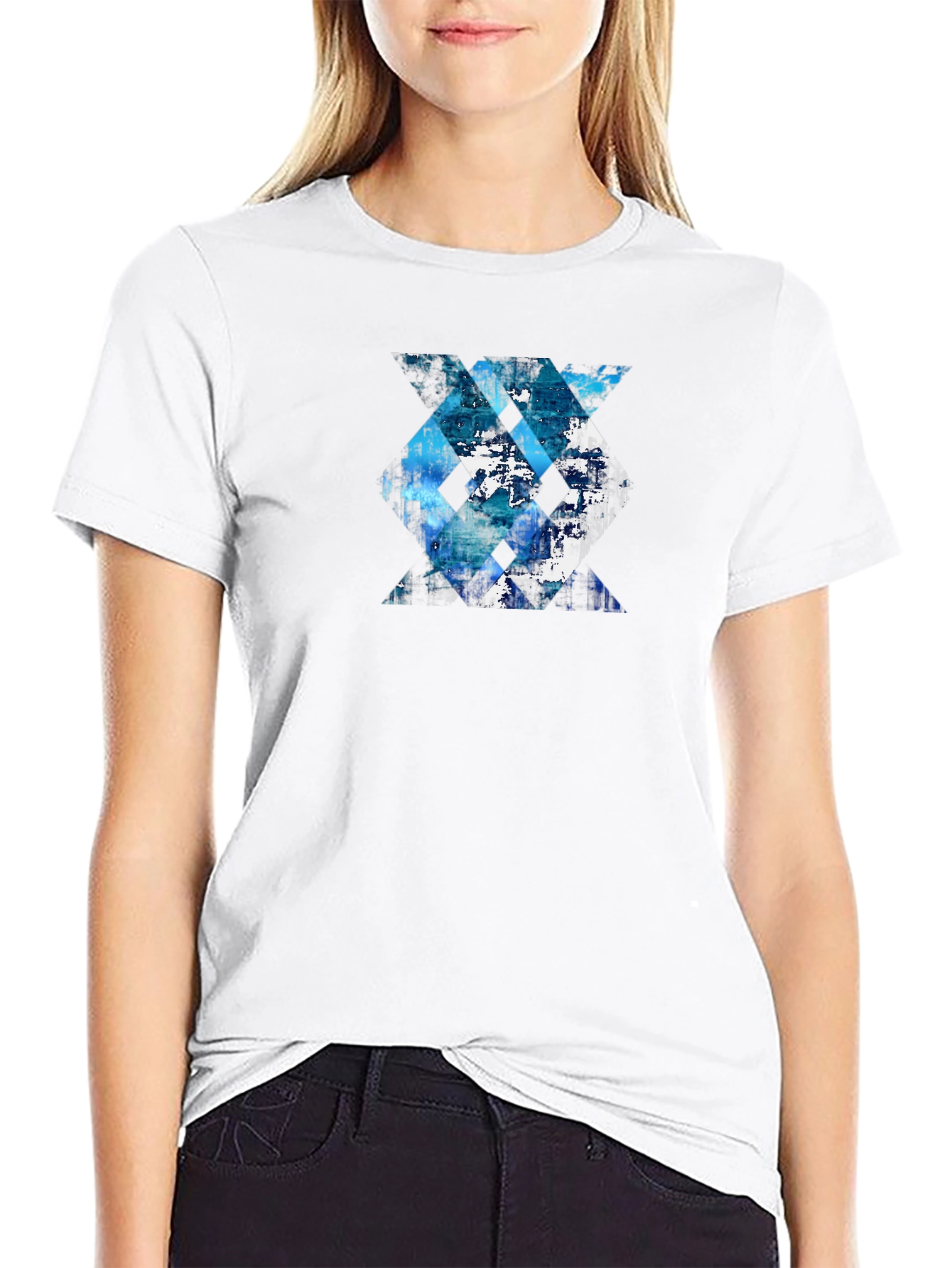 Abstract Geometric Tee - Blue Design
