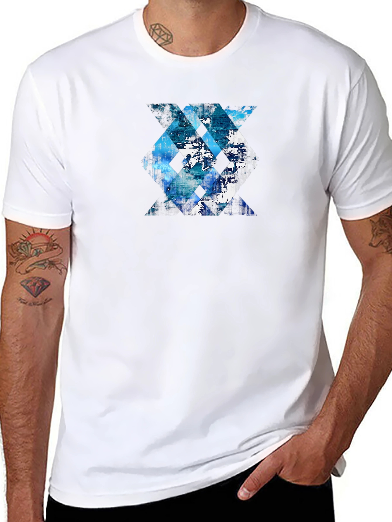 Abstract Geometric Tee - Blue Design