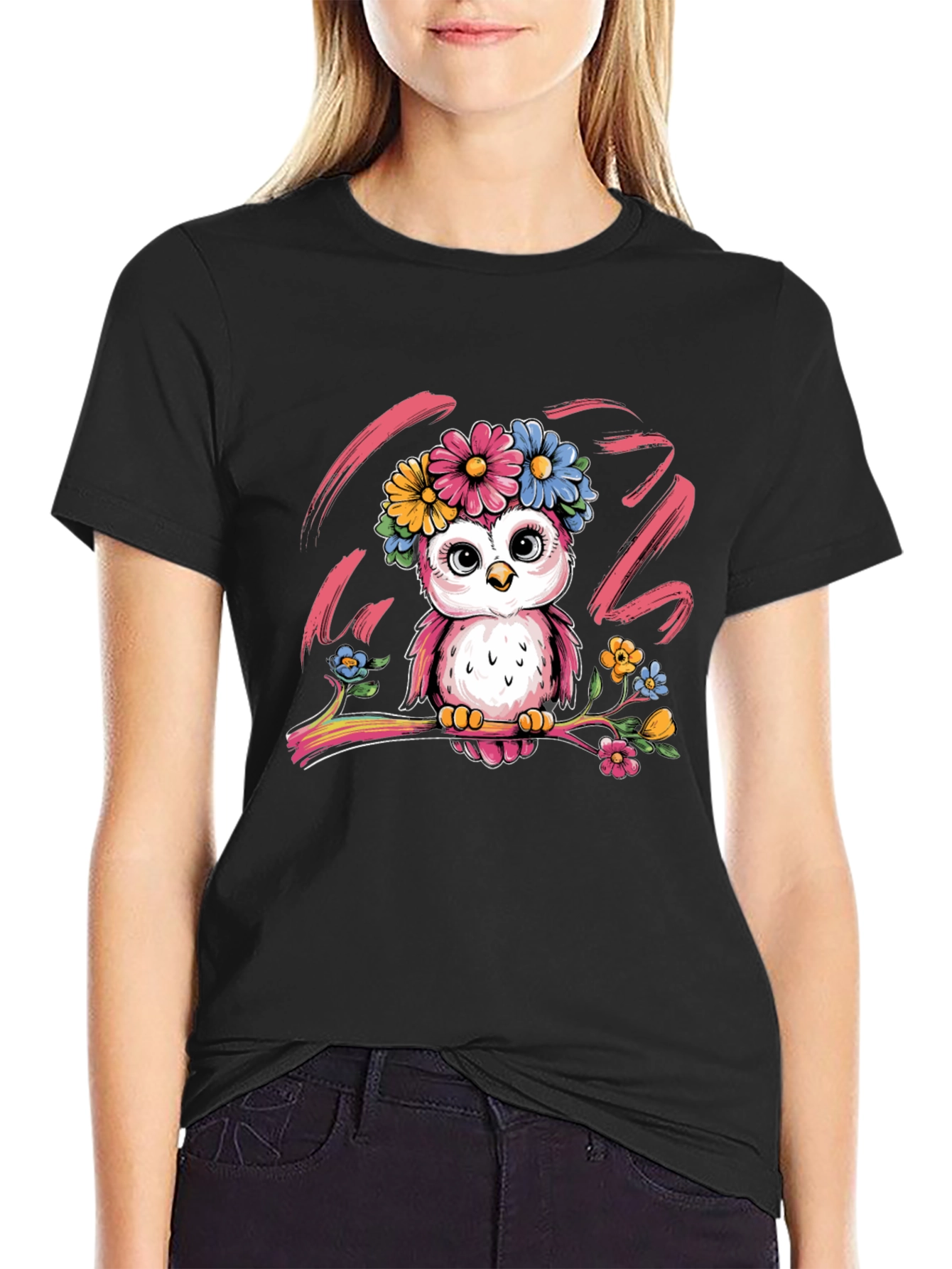 Cute Owl Floral T-Shirt - Unisex Graphic Tee