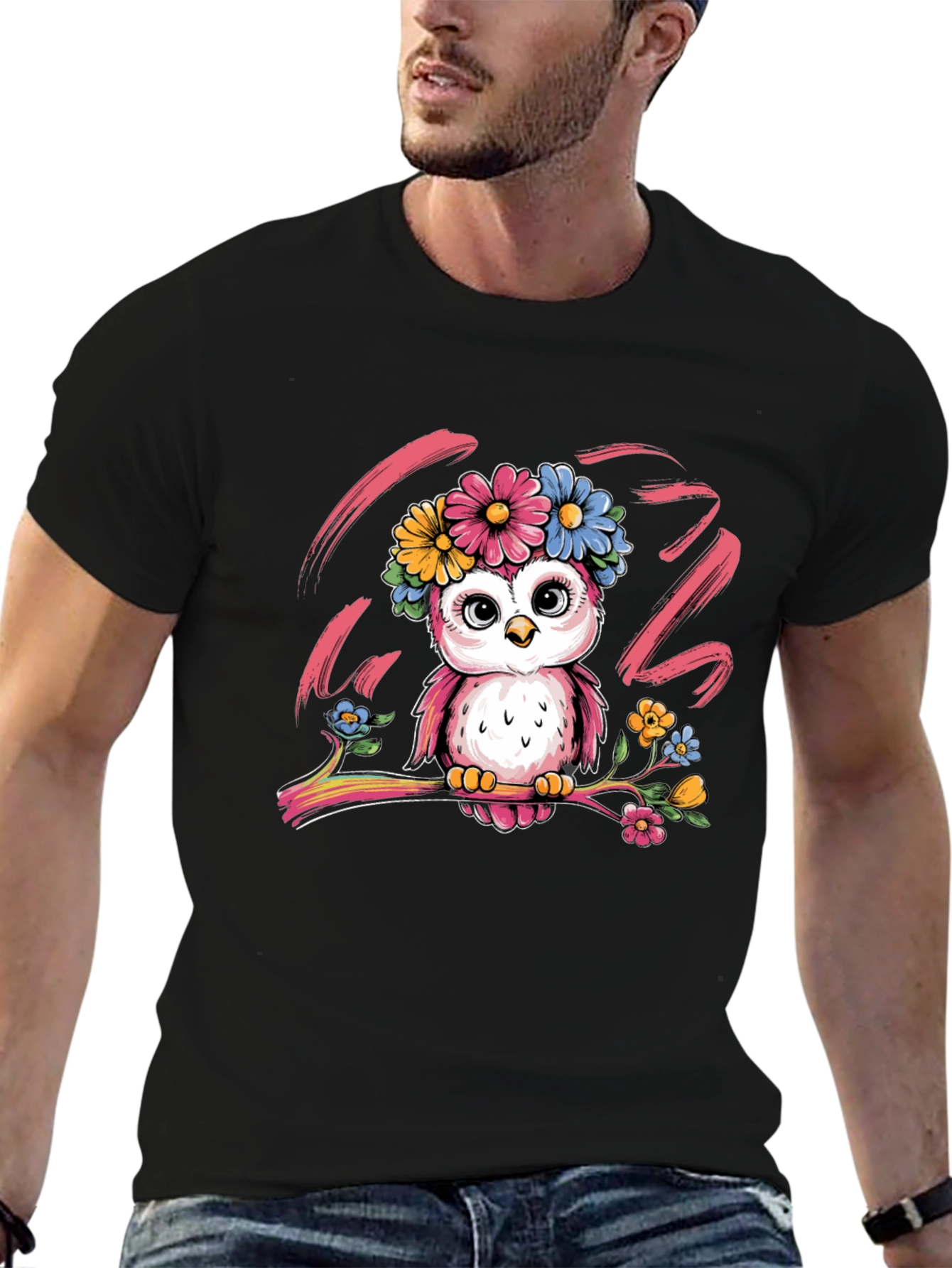 Cute Owl Floral T-Shirt - Unisex Graphic Tee
