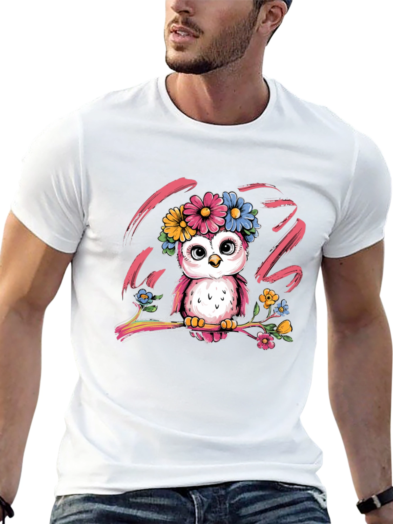 Cute Owl Floral T-Shirt - Unisex Graphic Tee