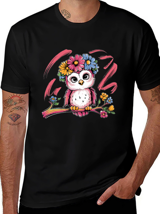 Cute Owl Floral T-Shirt - Unisex Graphic Tee
