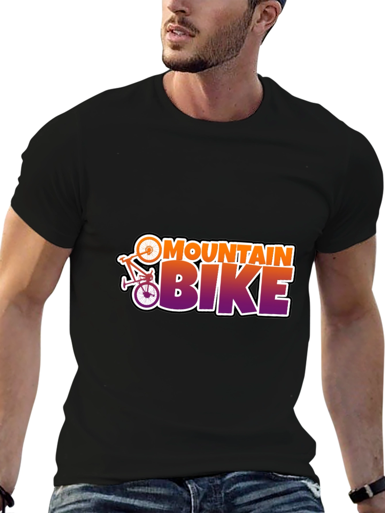 Mountain Bike Graphic Tee - Black Cotton T-Shirt