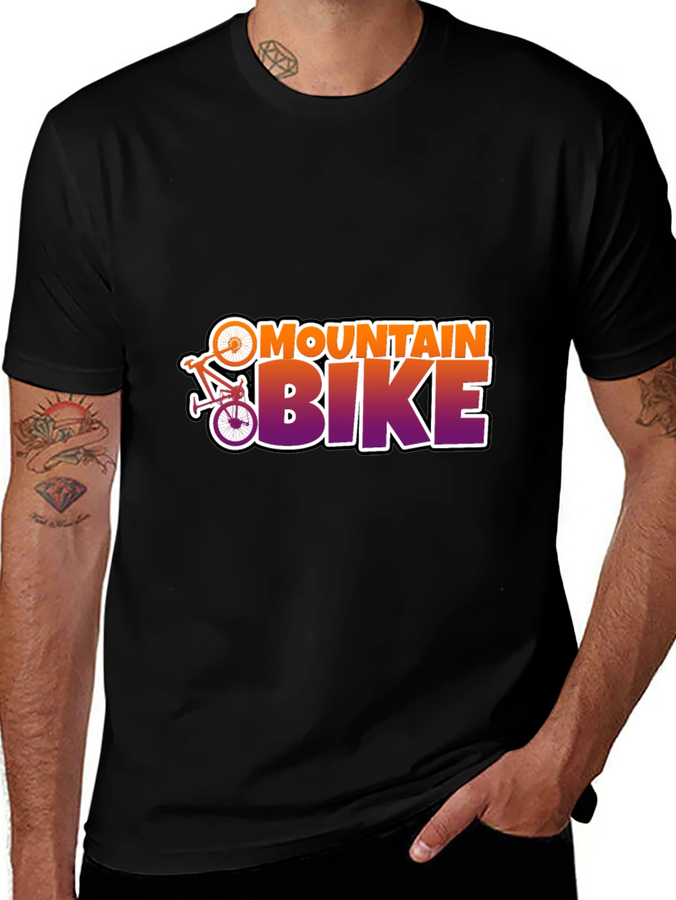 Mountain Bike Graphic Tee - Black Cotton T-Shirt