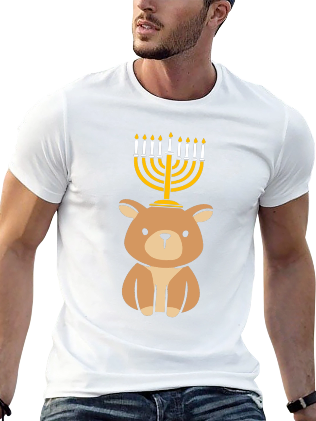 Cute Hanukkah Bear Menorah T-Shirt
