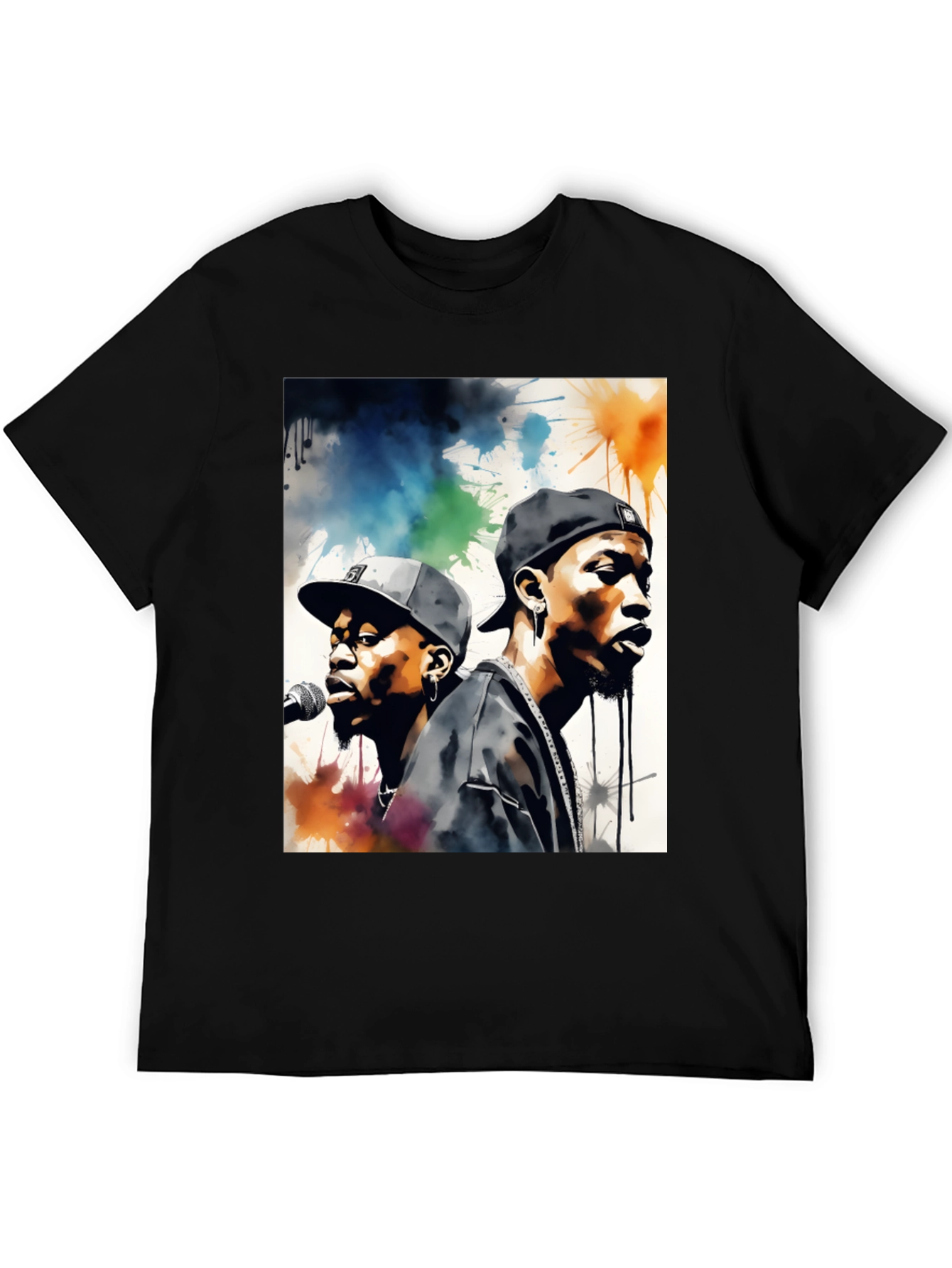 Rap Duo Graphic T-Shirt - Mens Black Tee