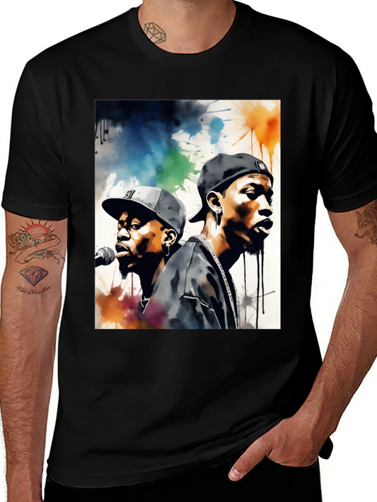 Rap Duo Graphic T-Shirt - Mens Black Tee