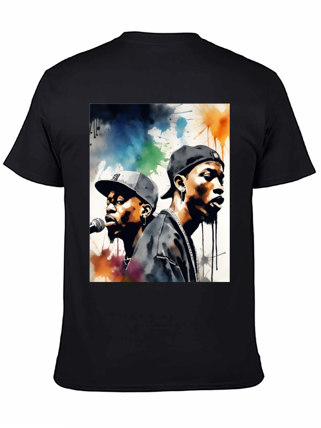 Rap Duo Graphic T-Shirt - Mens Black Tee