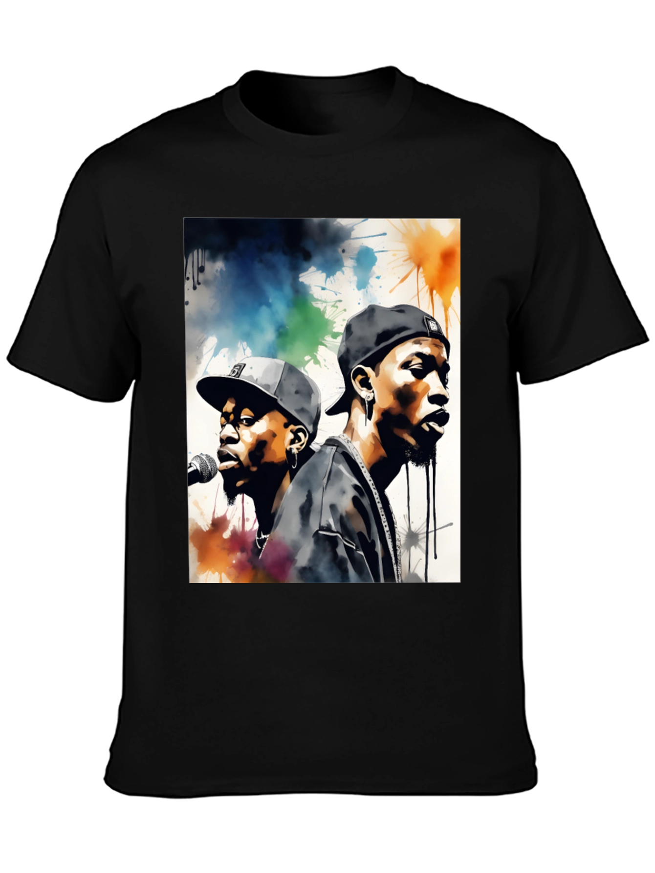 Rap Duo Graphic T-Shirt - Mens Black Tee