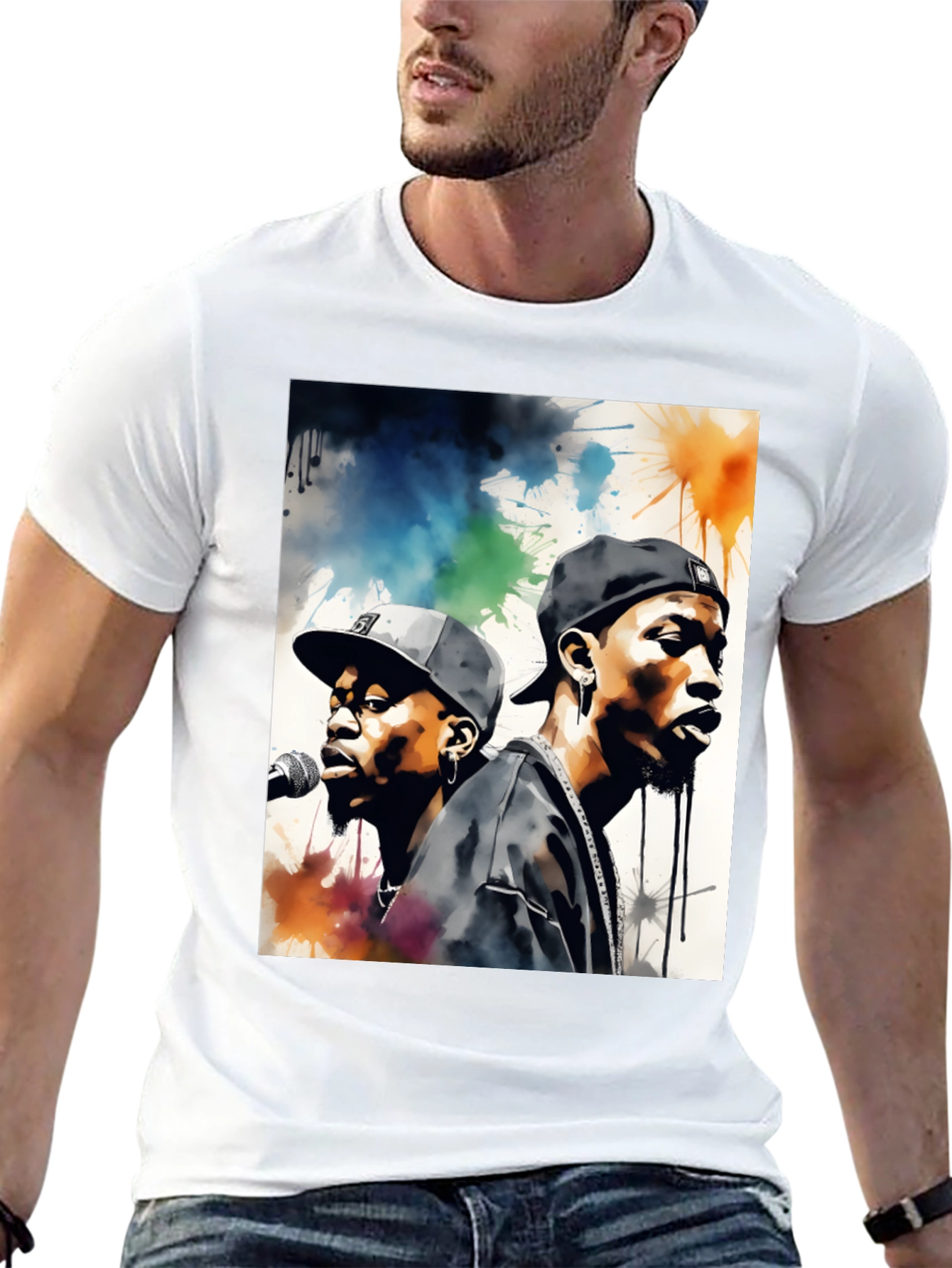 Rap Duo Graphic T-Shirt - Mens Black Tee
